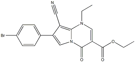 1-Ethyl-4-oxo-7-(4-bromophenyl)-8-cyano-1,4-dihydropyrrolo[1,2-a]pyrimidine-3-carboxylic acid ethyl ester 구조식 이미지