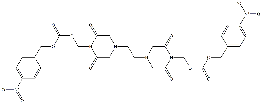 4,4'-Ethylenebis(2,6-dioxopiperazine-1-methanol)bis[(4-nitrobenzyloxy)formate] 구조식 이미지