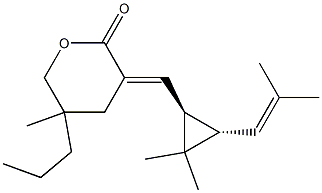(3E)-Tetrahydro-5-methyl-5-propyl-3-[[(1S,2S)-3,3-dimethyl-2-(2-methyl-1-propenyl)cyclopropan-1-yl]methylene]-2H-pyran-2-one 구조식 이미지