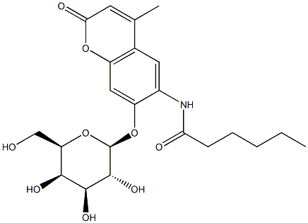 6-Hexanoylamino-4-methylumbelliferyl b-D-galactopyranoside 구조식 이미지