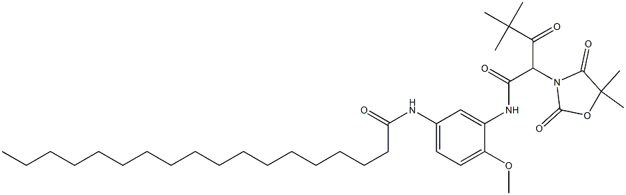 2-(5,5-dimethyl-2,4-dioxooxazolidin-3-yl)-4,4-dimethyl-3-oxo-N-(2-methoxy-5-octadecanoylaminophenyl)pentanoic acid amide Structure