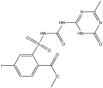 methyl 4-iodo 2-{[(4-methyl-6-oxo-1,6-dihydro-1,3,5-triazin-2-yl)carbamoyl]sulfamoyl}benzoate 구조식 이미지