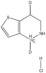 4,5,6,7-Tetrahydrothieno[3,2-c]pyridine-13C,d2 Hydrochloride Structure