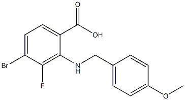 4-bromo-3-fluoro-2-((4-methoxybenzyl)amino)benzoic acid Structure