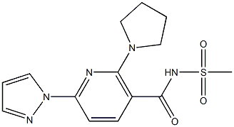 N-(methylsulfonyl)-6-(1H-pyrazol-1-yl)-2-(pyrrolidin-1-yl)nicotinamide Structure