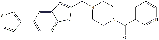 1-(PYRIDIN-3-YLCARBONYL)-4-([5-(3-THIENYL)-1-BENZOFURAN-2-YL]METHYL)PIPERAZINE 구조식 이미지