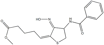 METHYL (5E)-5-[(3Z)-4-(BENZOYLAMINO)-3-(HYDROXYIMINO)DIHYDRO-2(3H)-THIENYLIDENE]PENTANOATE 구조식 이미지