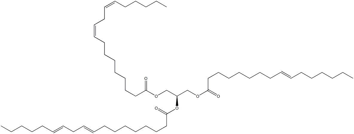 1-(9Z-hexadecenoyl)-2,3-di-(9Z,12Z-octadecadienoyl)-sn-glycerol 구조식 이미지