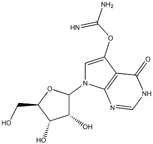 7-(ribofuranosyl)-pyrrolo(2,3-d)-4-pyrimidone-5-N-hydroxycarboxamidine 구조식 이미지