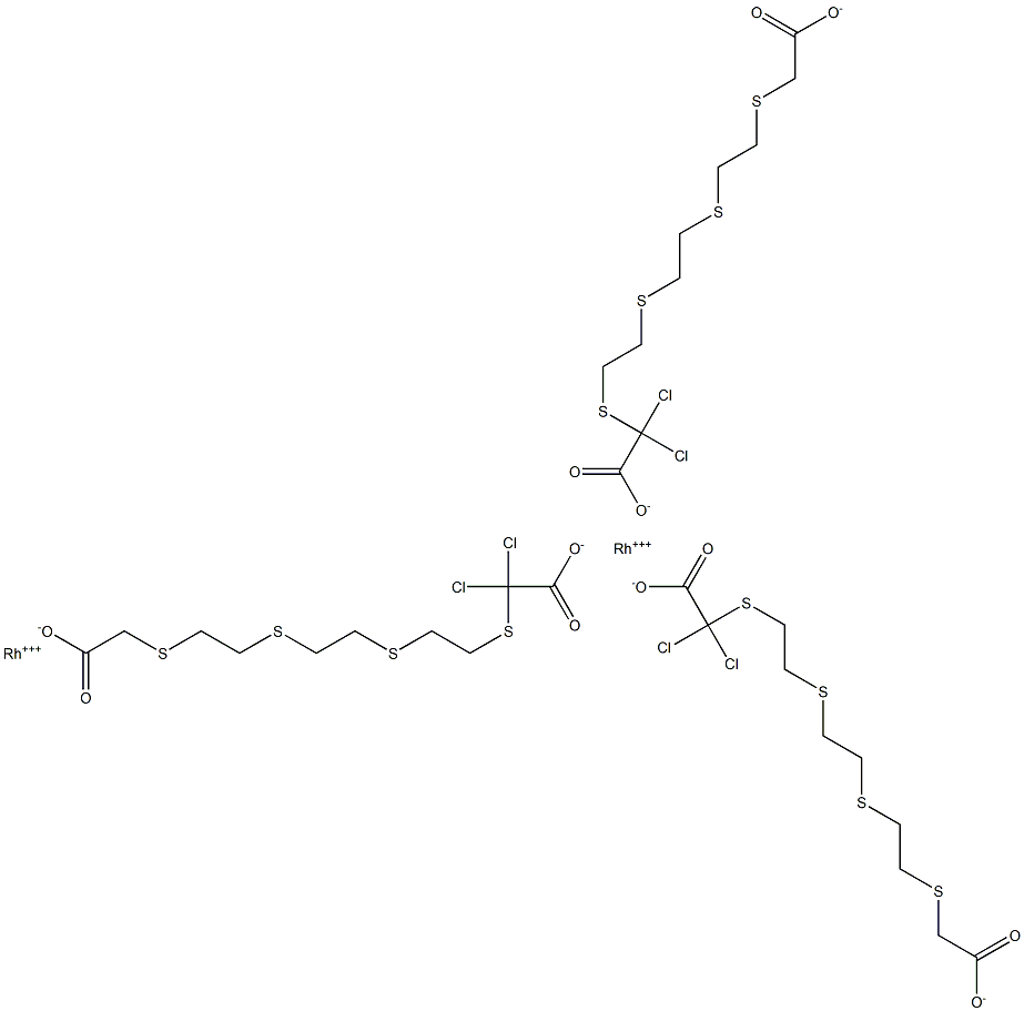 dichloro(2,5,8,11-tetrathiadodecane-1,12-dicarboxylic acid)rhodium(III) 구조식 이미지