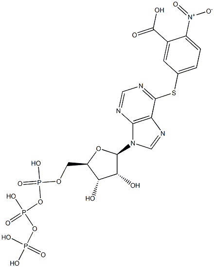 6-((3-carboxy-4-nitrophenyl)thio)-9 beta-D-ribofuranosylpurine 5'-triphosphate Structure