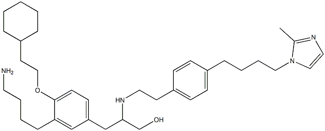 N-(1-((3-(aminobutyl)-4-(cyclohexylethoxy)phenyl)methyl)-2-hydroxyethyl)-4-((2-methyl-1H-imidazol-1-yl)butyl)benzeneethanamine 구조식 이미지