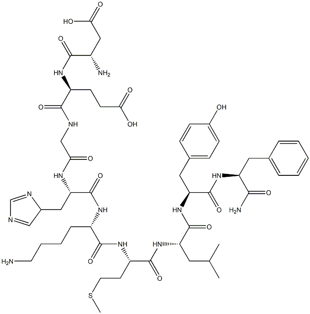 aspartyl-glutamyl-glycyl-histidyl-lysyl-methionyl-leucyl-tyrosyl-phenylalaninamide 구조식 이미지