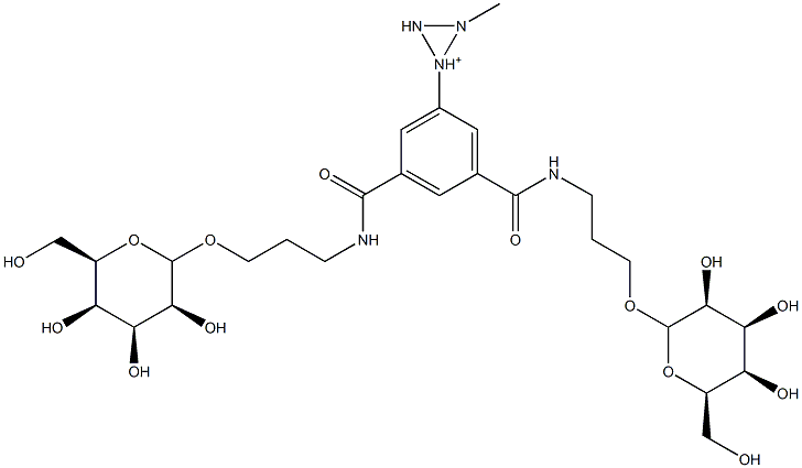 [3,5-bis[3-[(2S,3S,4S,5R,6R)-3,4,5-trihydroxy-6-(hydroxymethyl)oxan-2-yl]oxypropylcarbamoyl]phenyl]methylimino-imino-azanium 구조식 이미지