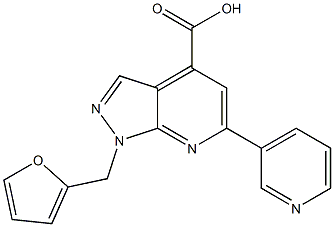 1-(2-FURYLMETHYL)-6-PYRIDIN-3-YL-1H-PYRAZOLO[3,4-B]PYRIDINE-4-CARBOXYLIC ACID 구조식 이미지