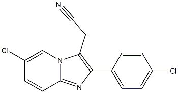 6-CHLORO-2-(4-CHLOROPHENYL)IMIDAZO[1,2-A]PYRIDINE-3-ACETONITRILE 구조식 이미지