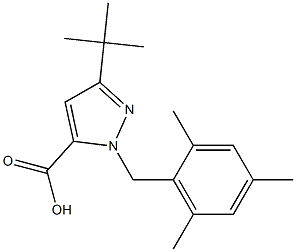 3-(TERT-BUTYL)-1-(2,4,6-TRIMETHYLBENZYL)PYRAZOLE-5-CARBOXYLIC ACID 구조식 이미지