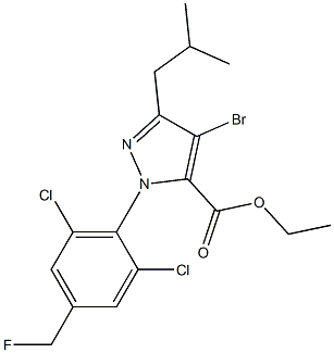 4-BROMO-1-[2,6-DICHLORO-4-(FLUOROMETHYL)PHENYL]-3-(2-METHYLPROPYL)-1H-PYRAZOLE-5-CARBOXYLIC ACID ETHYL ESTER 구조식 이미지