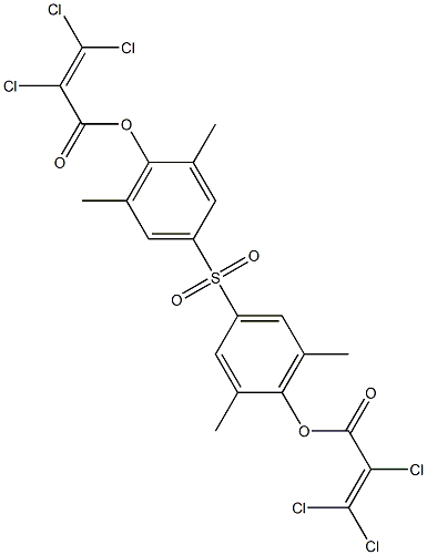 4-({3,5-dimethyl-4-[(2,3,3-trichloroacryloyl)oxy]phenyl}sulfonyl)-2,6-dimethylphenyl 2,3,3-trichloroacrylate 구조식 이미지
