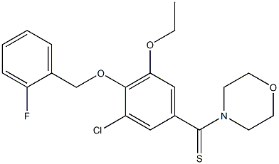 [3-chloro-5-ethoxy-4-[(2-fluorophenyl)methoxy]phenyl]-morpholin-4-yl-methanethione Structure