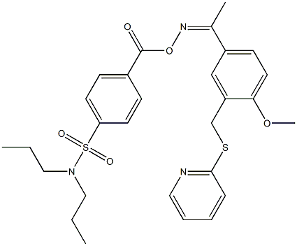 4-({[(1-{4-methoxy-3-[(pyridin-2-ylthio)methyl]phenyl}ethylidene)amino]oxy}carbonyl)-N,N-dipropylbenzenesulfonamide 구조식 이미지