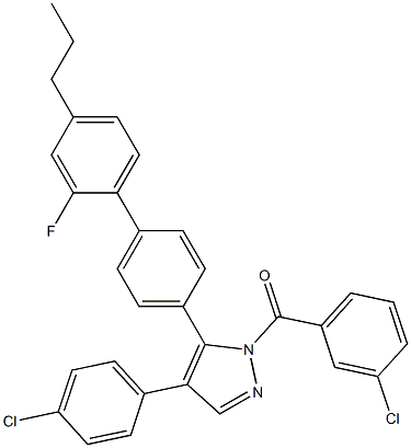 (3-chlorophenyl)[4-(4-chlorophenyl)-5-(2'-fluoro-4'-propyl[1,1'-biphenyl]-4-yl)-1H-pyrazol-1-yl]methanone Structure