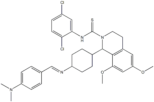 N2-(2,5-dichlorophenyl)-1-(4-{[4-(dimethylamino)benzylidene]amino}cyclohexy l)-6,8-dimethoxy-1,2,3,4-tetrahydroisoquinoline-2-carbothioamide 구조식 이미지