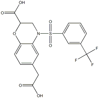 6-(carboxymethyl)-4-{[3-(trifluoromethyl)phenyl]sulfonyl}-3,4-dihydro-2H-1,4-benzoxazine-2-carboxylic acid Structure