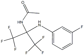 N1-[2,2,2-trifluoro-1-(3-fluoroanilino)-1-(trifluoromethyl)ethyl]acetamide 구조식 이미지