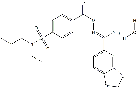 O5-{4-[(dipropylamino)sulfonyl]benzoyl}-1,3-benzodioxole-5-carbohydroximamide hydrate 구조식 이미지