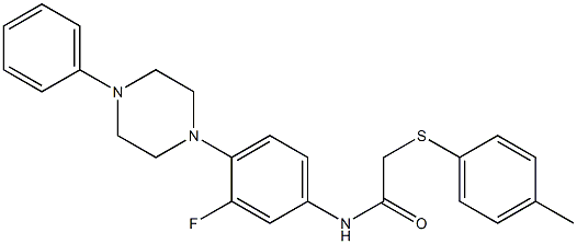 N-[3-fluoro-4-(4-phenylpiperazino)phenyl]-2-[(4-methylphenyl)sulfanyl]acetamide Structure