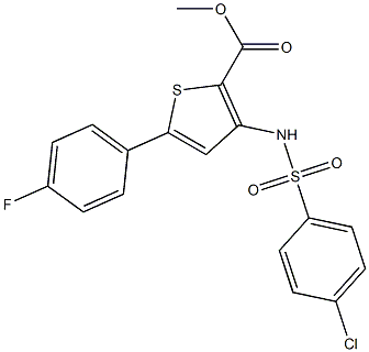 methyl 3-{[(4-chlorophenyl)sulfonyl]amino}-5-(4-fluorophenyl)thiophene-2-ca rboxylate 구조식 이미지