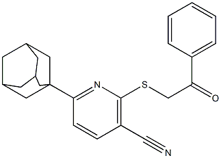 6-(1-adamantyl)-2-[(2-oxo-2-phenylethyl)sulfanyl]nicotinonitrile Structure