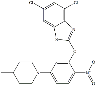 4,6-dichloro-2-[5-(4-methylpiperidino)-2-nitrophenoxy]-1,3-benzothiazole 구조식 이미지