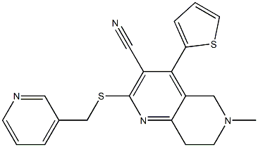 6-methyl-2-[(3-pyridinylmethyl)sulfanyl]-4-(2-thienyl)-5,6,7,8-tetrahydro[1,6]naphthyridine-3-carbonitrile 구조식 이미지