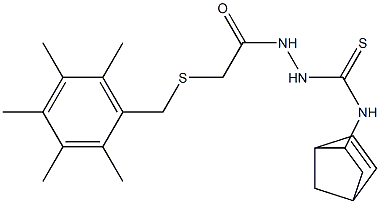 N1-bicyclo[2.2.1]hept-5-en-2-yl-2-{2-[(2,3,4,5,6-pentamethylbenzyl)thio]acetyl}hydrazine-1-carbothioamide Structure