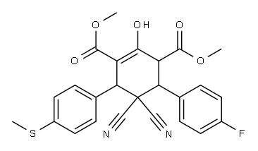 dimethyl 5,5-dicyano-4-(4-fluorophenyl)-2-hydroxy-6-[4-(methylsulfanyl)phenyl]-1-cyclohexene-1,3-dicarboxylate Structure