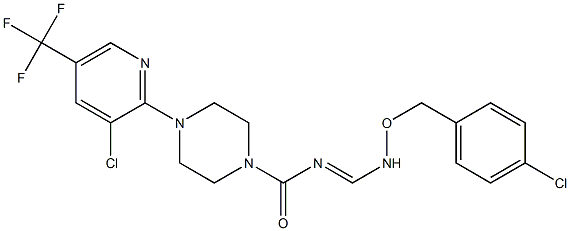 N-({[(4-chlorobenzyl)oxy]amino}methylene)-4-[3-chloro-5-(trifluoromethyl)-2-pyridinyl]tetrahydro-1(2H)-pyrazinecarboxamide 구조식 이미지