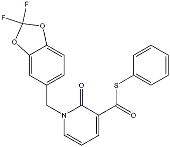 S-phenyl 1-[(2,2-difluoro-1,3-benzodioxol-5-yl)methyl]-2-oxo-1,2-dihydro-3-pyridinecarbothioate 구조식 이미지