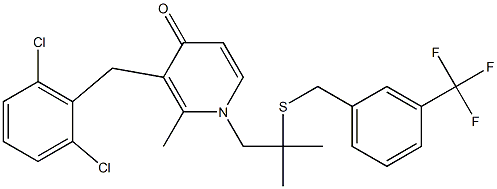 3-(2,6-dichlorobenzyl)-2-methyl-1-(2-methyl-2-{[3-(trifluoromethyl)benzyl]sulfanyl}propyl)-4(1H)-pyridinone 구조식 이미지