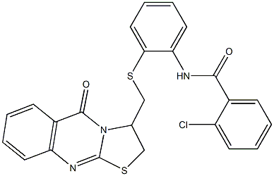 2-chloro-N-(2-{[(5-oxo-2,3-dihydro-5H-[1,3]thiazolo[2,3-b]quinazolin-3-yl)methyl]sulfanyl}phenyl)benzenecarboxamide Structure