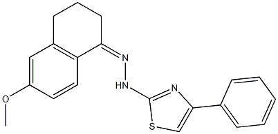 6-methoxy-1,2,3,4-tetrahydronaphthalen-1-one 1-(4-phenyl-1,3-thiazol-2-yl)h ydrazone Structure