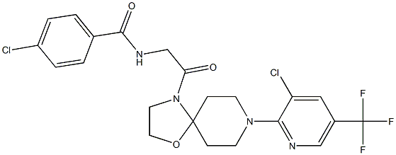 4-chloro-N-(2-{8-[3-chloro-5-(trifluoromethyl)-2-pyridinyl]-1-oxa-4,8-diazaspiro[4.5]dec-4-yl}-2-oxoethyl)benzenecarboxamide 구조식 이미지