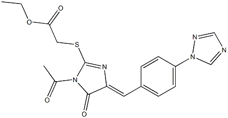 ethyl 2-[(1-acetyl-5-oxo-4-{(E)-[4-(1H-1,2,4-triazol-1-yl)phenyl]methylidene}-4,5-dihydro-1H-imidazol-2-yl)sulfanyl]acetate Structure