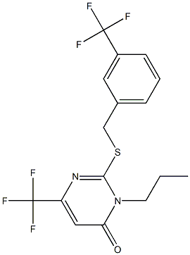 3-propyl-6-(trifluoromethyl)-2-{[3-(trifluoromethyl)benzyl]sulfanyl}-4(3H)-pyrimidinone Structure