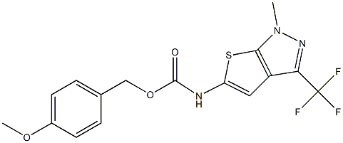 4-methoxybenzyl N-[1-methyl-3-(trifluoromethyl)-1H-thieno[2,3-c]pyrazol-5-yl]carbamate Structure