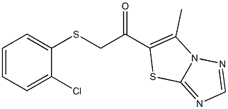 2-[(2-chlorophenyl)sulfanyl]-1-(6-methyl[1,3]thiazolo[3,2-b][1,2,4]triazol-5-yl)-1-ethanone 구조식 이미지