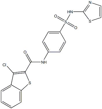 N2-{4-[(1,3-thiazol-2-ylamino)sulfonyl]phenyl}-3-chlorobenzo[b]thiophene-2-carboxamide Structure