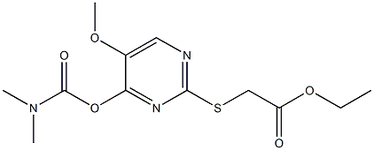 ethyl 2-[(4-{[(dimethylamino)carbonyl]oxy}-5-methoxy-2-pyrimidinyl)sulfanyl]acetate 구조식 이미지