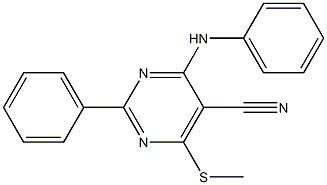 4-anilino-6-(methylthio)-2-phenylpyrimidine-5-carbonitrile Structure